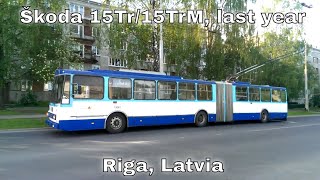 Trolley buses in Riga Latvia  Škoda15Tr15TrM  Last year of service [upl. by Anen]