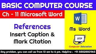 Ms word Chapter  11 References Insert Caption amp Mark Citation Basic Computer Course in Hindi [upl. by Naggem396]