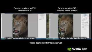 VMware Horizon View Photoshop CPU only vs NVIDIA GRID [upl. by Nnylacissej]