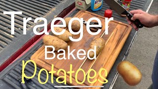 How To Grill Baked Potatoes Wrapped In Butcher Paper On A Traeger [upl. by Anaillil]