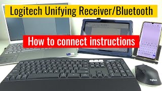 How to Connect Logitech Unifying USB Receiver Bluetooth Pairing Keyboard amp Mouse Pair 3 Devices [upl. by Yrohcaz]