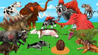 10 Giant Tiger Vs 3 Zombie Elephant Fight TRex Chase Cow Cartoon Saved by 2 Woolly Mammoth Mastodon [upl. by Ytitsahc578]