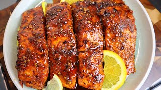 How To Make The Best Honey Garlic Salmon  Step By Step Salmon Recipe [upl. by Cyler379]