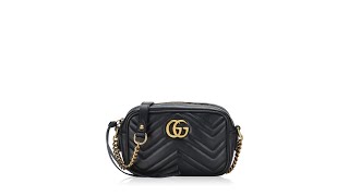 Gucci Calfskin Matelasse GG Marmont Mini Camera Bag Black [upl. by Antonin]