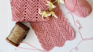 HOW TO CROCHET LACY STITCH FOR SCARF WITH DOUBLE CROCHET [upl. by Kosak427]