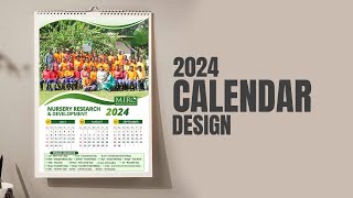 Printable 2024 Calendar Design in Photoshop  Calendar 2024 Template [upl. by Sucramal]