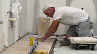 Installing Stone Flooring Getting the Perfect Fit Close to the floor stonetile tileinstallation [upl. by Oderfodog]