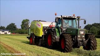 GRAS MÄHEN amp PRESSEN MIT LU DEPPEFENDT 307309515820  CLAAS ROLLANT 454 MIT UNIWRAP [upl. by Rianon770]