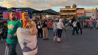 Avenue Jemaa El Fnanear market near sunset Marrakech Morocco 20241011 [upl. by Ienttirb]