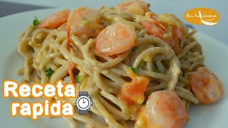 Como hacer PASTA CON CAMARONES 🦐 Receta FACIL y RAPIDA [upl. by Mariano]