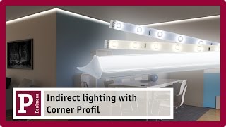 Indirect lighting Plaster mouldings and cove lighting with LED strips and Corner Profile [upl. by Netloc]