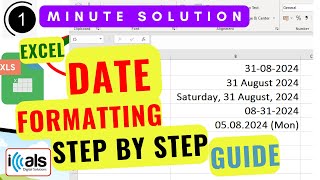 Excel date formatting tutorial step by step guide  Microsoft excel  DDMMYYYY [upl. by Gawlas]