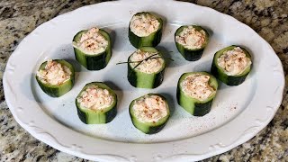 SHRIMP SALAD in CUCUMBER BOATS  Easy APPETIZER or Healthy SNACK [upl. by Eciened500]