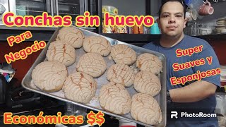 Conchas sin huevo super esponjosas y baratas para negocio panadería paso paso desde casa [upl. by Tipton303]