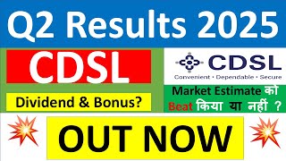 CDSL Q2 results 2025  CDSL results today  CDSL Share News  CDSL Share latest news  CDSL Dividend [upl. by Tatiania]