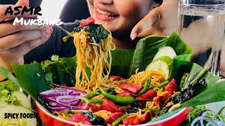 🔥MEAT CHOUMEEN  MEAT NOODLES EATING MUKBANG  SPICY FOODIE  HOMEMADE FOOD [upl. by Nylatsirk]