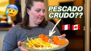 quotGRINGAquot 🇨🇦 prueba el CEVICHE PERUANO 🇵🇪 por primera vez [upl. by Nochur]