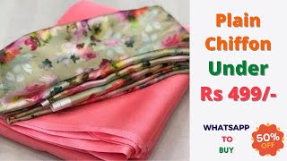 New Collections Of High Quality Plain Fancy Chiffon Sarees Under 499  Whats App To Buy  Saree Haul [upl. by Fiora891]