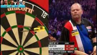 PDC Premier League of Darts 2014  Week 2  Newton vs van Barneveld [upl. by Nirtiak180]