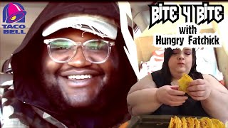 Taco Bell Mukbang w Hungry Fatchick  12 Taco Challenge bite 4 bite [upl. by Eynahpets]