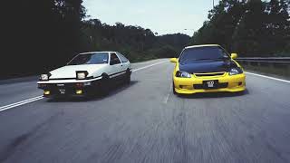 Toyota Trueno AE86 amp Honda Civic Type R EK9  Malaysia  Kanjo  Initial D [upl. by Nivag430]