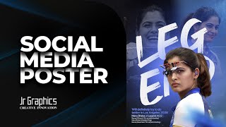 Social Media Sports Poster Design Tutorial Photoshop  Manu Bhaker [upl. by Chad]