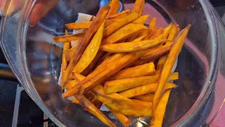 MAKING SWEET POTATO FRIES 🍟 😋 [upl. by Schramke]