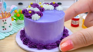 Satisfying Miniature Sweet Ube Cake Decorating Idea  Mini Yummy Recipe Make Purple Yam Cake [upl. by Aniroc580]