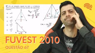 FUVEST 2012  Q67  Em um tetraedro regular de lado A a distância entre os pontos médios de [upl. by Aimar955]