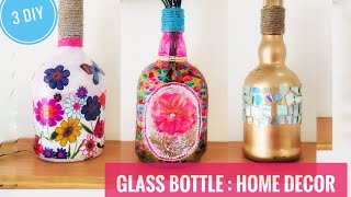 DIY Stained Glass Bottles  Glass Bottle Craft with CD  Decoupage Glass Bottles Glass Bottle Craft [upl. by Leunamme]