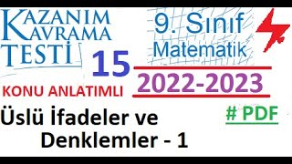 9 Sınıf  Kazanım Testi 15  Matematik  Üslü İfadeler ve Denklemler 1  MEB  EBA  2022 2023 [upl. by Laucsap478]