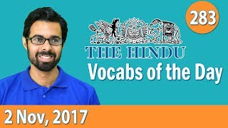 ✅ Daily The Hindu Vocabulary 2nd Nov 2017  Learn 10 New Words with Tricks  Day283 [upl. by Ellener174]