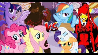 MUGEN Request 639 ATwilight PinkiePie Fluttershy DWarriors VS Monika RainbowD RarityApplejack [upl. by Gnel]