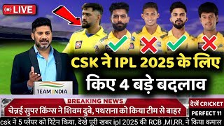 चेन्नई सुपर किंग्स रिटेन लिस्ट CSK reatain list 2025  CSK Playing 11 2025 [upl. by Zed]