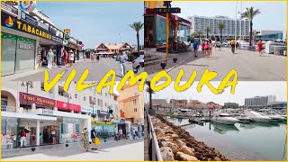 Vilamoura Marina town and beach Portugal walking tour Algarve shops [upl. by Akinyt]