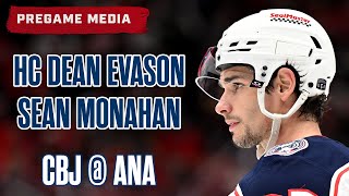 Sean Monahan says the Blue Jackets Need to Score GREASY GOALS Against the Ducks  Pregame Media [upl. by Anoy66]