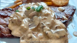 ENTRECÔTE SAUCE CRÈME CHAMPIGNONS ET RIZ CUIT PARFAITEMENT 😉 [upl. by Luapnoj]