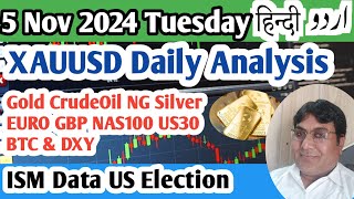 XAUUSD Analysis Today Hindi 5Nov 2024  GoldAnalysis USOil Forex Forecast Price Prediction News [upl. by Tnairb]