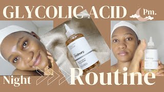 Glycolic acid night skincare routine how to use the ordinary glycolic acid solution easy affordable [upl. by Phebe]