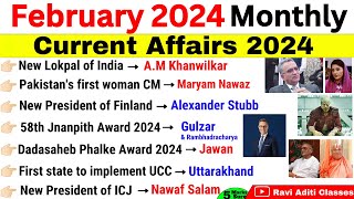 February 2024 Monthly Current Affairs  Feb 2024 Current Affairs  Current Affairs 2024 Full Month [upl. by Sharlene]