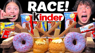 ASMR RACE KINDER  NESQUIK CAKE CHOCOLATE EATING SOUNDS MUKBANG 먹방  Tati ASMR [upl. by Rhyner]