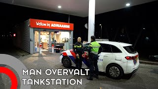 Man overvalt tankstation medewerker bedreigd met mes [upl. by Merrili799]