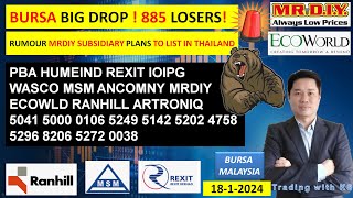 Daily KLSE BURSA UPDATE  1812024💥BURSA WEAK 832 LOSERS💥IJM PESTECH JV TO COMPLETE AUTOTRAIN💥 [upl. by Cogen221]