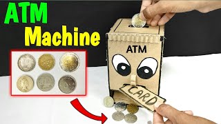 How to make ATM with Cardboard at home  coin bank  Mini working Atm  Best Cardboard Projects easy [upl. by Ilona16]