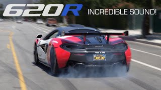 Mclaren 570S620R Valvetronic Designs Full Exhaust Demonstration RAW sound Clips [upl. by Ardnikal]