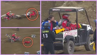 Terrifying crash 😰😮 Jeremy Martin Nasty wreck at Detroit Supercross 2024  Jeremy Martin Injured [upl. by Dom]