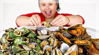 MUKBANG SEAFOOD BOIL 먹방 EATING SHOW GIANT SNAILS ESCARGOT  MUSSELS  CLAMS [upl. by Gifferd]