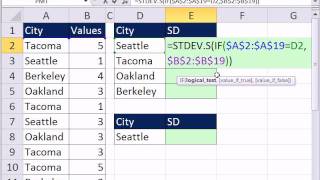 Excel Magic Trick 852 Conditional Standard Deviation STDEVS amp IF or DSTDEV functions [upl. by Mctyre]