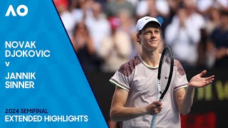 Novak Djokovic v Jannik Sinner Extended Highlights  Australian Open 2024 Semifinal [upl. by Nyleahcim990]