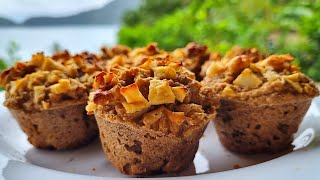 MUFFINS DE AVENA y MANZANA SIN AZUCAR SIN HUEVO SIN LACTOSA SALUDABLES VEGANOS Recetas de Gri [upl. by Lucais607]